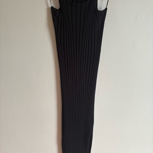 Twist & Tango Sz M Black Ribbed Knit Bodycon Maxi Cotton Dress - Picture 4 of 10